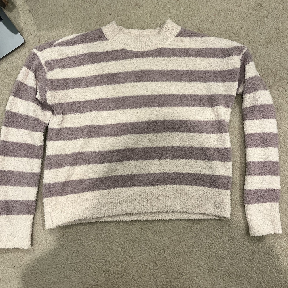 Altar'd State Purple and Cream Striped Sweater